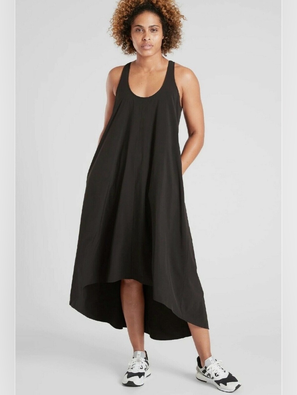 Black Racerback High-Low Swing Dress